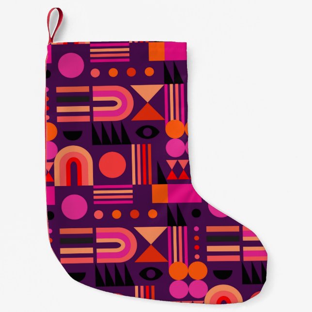 Geometric abstract seamless pattern with shapes of small christmas stocking (Front)