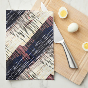 Geometric abstract striped tea towel