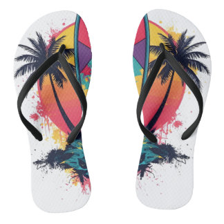 Geometric Abstract Surf Art Flip Flops - Colorful 