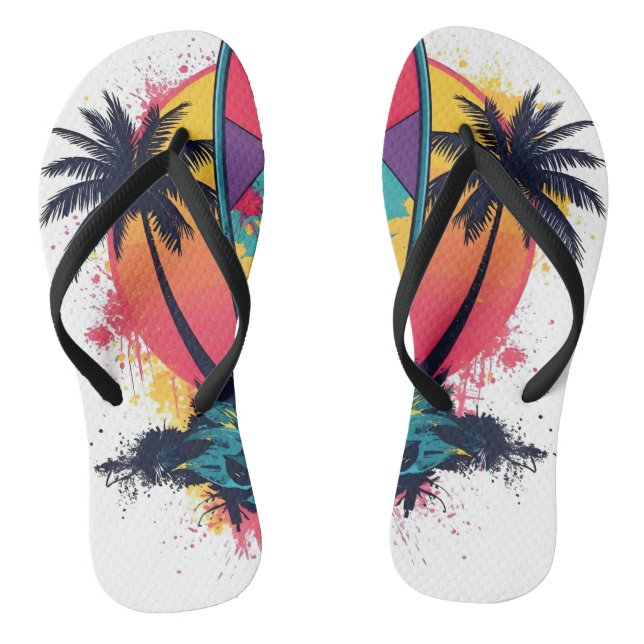 Geometric Abstract Surf Art Flip Flops - Colorful  (Footbed)