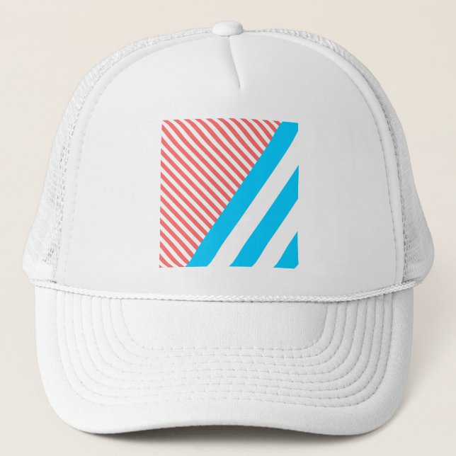 geometric, abstract, texture, pattern, red, blue trucker hat (Front)