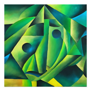 Geometric Abstract Village Woman And Headscarf Poster