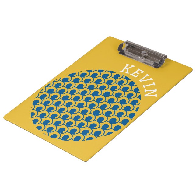 Geometric Abstract Waves Custom Name Planner Clipboard (Angled)