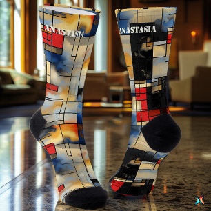 Geometric Abstract with Bold Artistic Patterns Socks