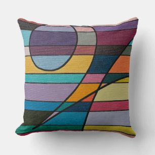 Geometric Abstract with Bold Stripes and Curves Cushion