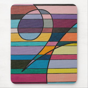 Geometric Abstract with Bold Stripes and Curves Mouse Pad