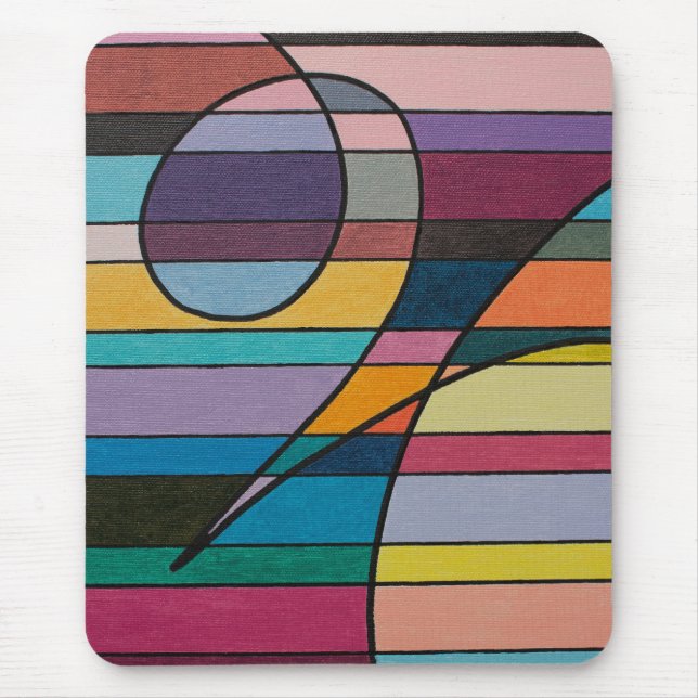 Geometric Abstract with Bold Stripes and Curves Mouse Pad (Front)