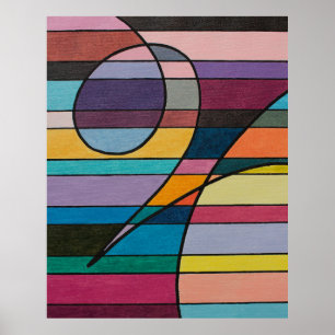Geometric Abstract with Bold Stripes and Curves Poster