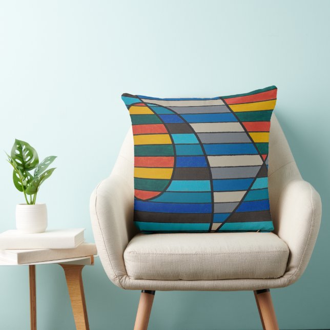 Geometric Abstract with Bold Stripes and Shapes Cushion (Chair)