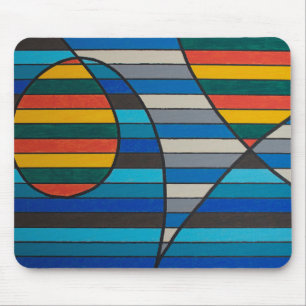 Geometric Abstract with Bold Stripes and Shapes Mouse Pad