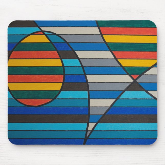 Geometric Abstract with Bold Stripes and Shapes Mouse Pad (Front)