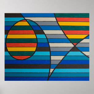 Geometric Abstract with Bold Stripes and Shapes Poster