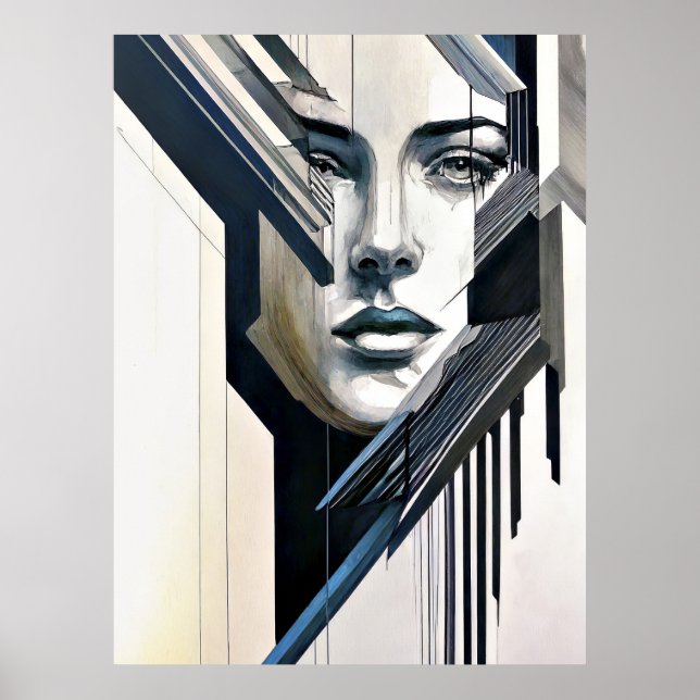 Geometric abstract woman poster (Front)