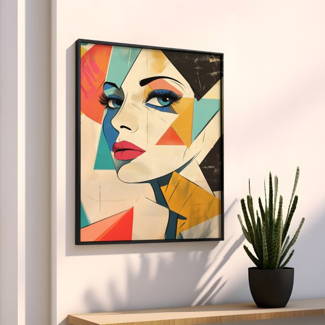 Geometric Abstract Woman with Aqua Eyes Poster (Creator Uploaded)