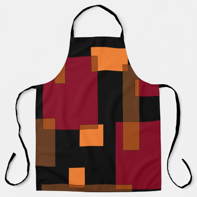 Geometric Abstraction Red Orange Brown Black  Apron (Front)