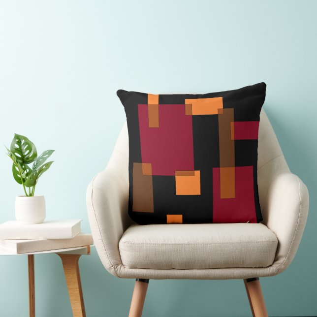 Geometric Abstraction Red Orange Brown Black  Cushion (Chair)
