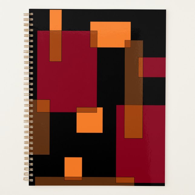 Geometric Abstraction Red Orange Brown Black  Planner (Front)
