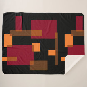 Geometric Abstraction Red Orange Brown Black Sherpa Blanket