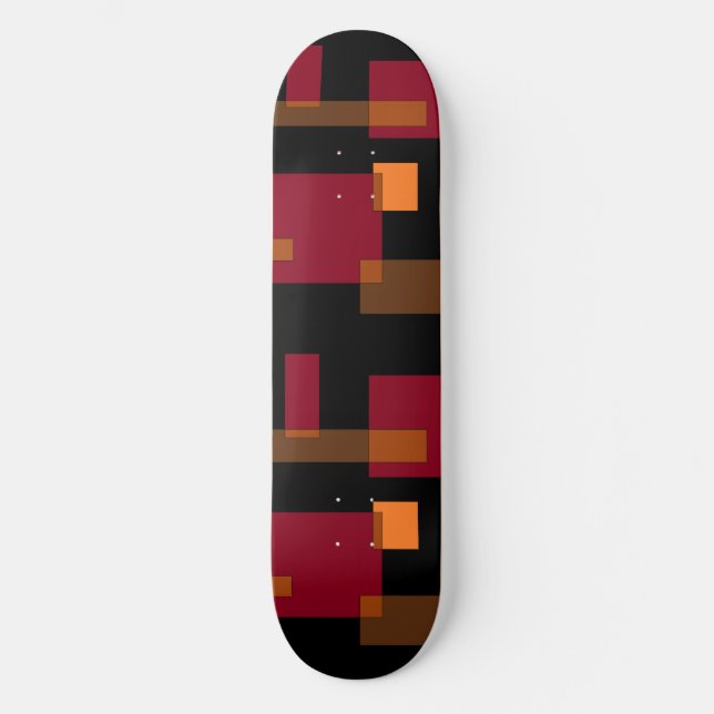 Geometric Abstraction Red Orange Brown Black  Skateboard (Front)