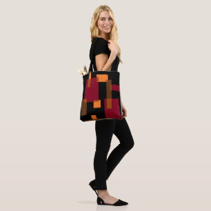 Geometric Abstraction Red Orange Brown Black Tote Bag