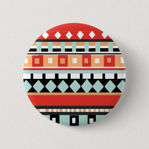 Geometric - Adobe, Turquoise & Brown 6 Cm Round Badge