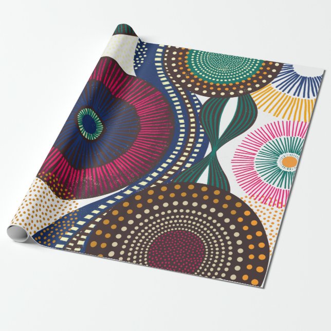 Geometric African Design Wrapping Paper (Unrolled)