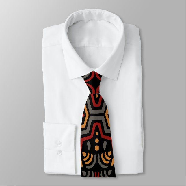 Geometric African Pattern Tie (Tied)
