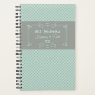 Geometric and Art Deco Mint & Grey Personalised Planner