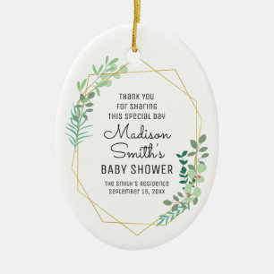 Geometric and Greenery Baby Shower Party Favour Ceramic Ornament