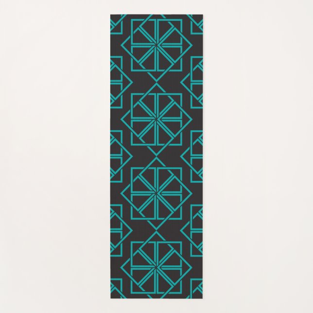 Geometric Aqua Turquoise Exercise Yoga Mat (Front)