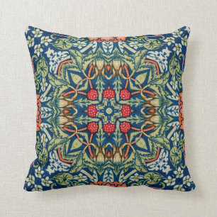 Geometric Arabesque Strawberry Thieves Cushion
