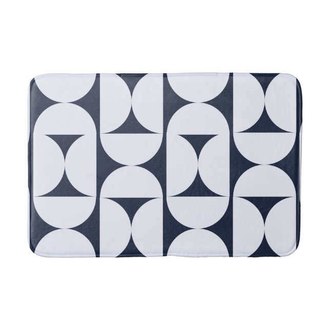 Geometric Arch Print Bath Mat – Navy & White Mod (Front)