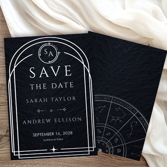 Geometric Arch Sky Silver Foil Save The Date (Creator Uploaded)
