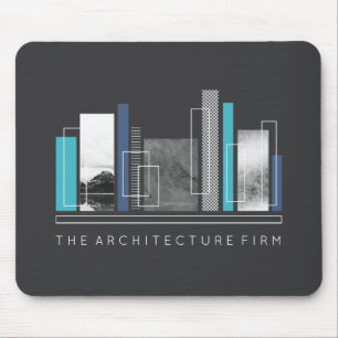 Geometric Architecture Blue & Grey Mouse Pad