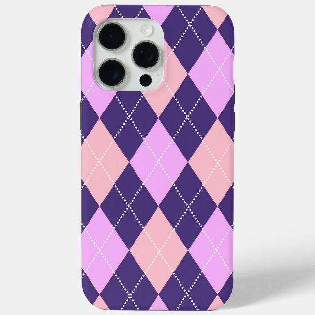 Geometric Argyle Blue Purple Y2K Pattern Case-Mate iPhone Case (Back)