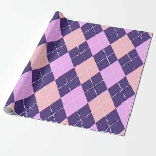 Geometric Argyle Blue Purple Y2K Pattern Wrapping Paper