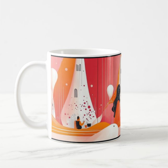 Geometric ark artwork. retro vintage coffee mug (Left)