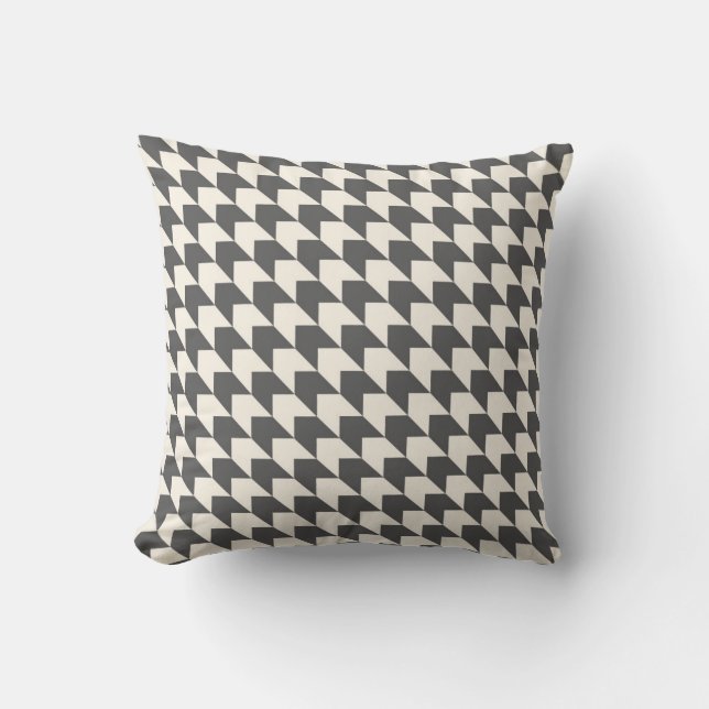 Geometric Arrow Pattern Charcoal Grey and Cream Cushion (Front)