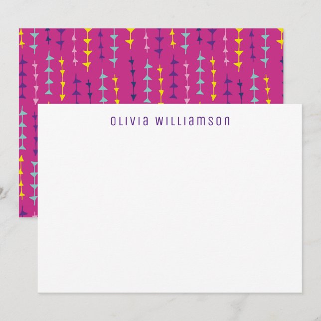 Geometric Arrow Pink Note card (Front/Back)