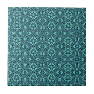 Geometric art blue green turquoise ceramic tile