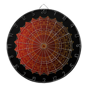 Geometric art circle gold line and red gradient dartboard