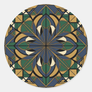 Geometric Art Deco Floral Classic Round Sticker