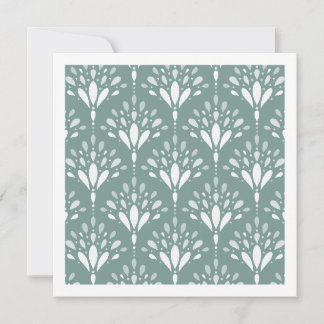 Geometric Art Deco Floral Mist Teal Green Art Card