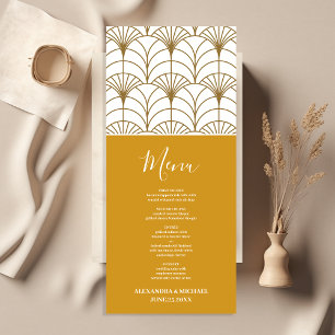 Geometric Art Deco Gold White Gatsby Wedding Menu