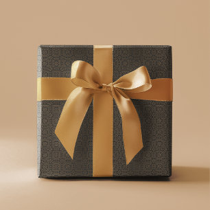 Geometric Art Deco Pattern Black Bronze Wrapping Paper