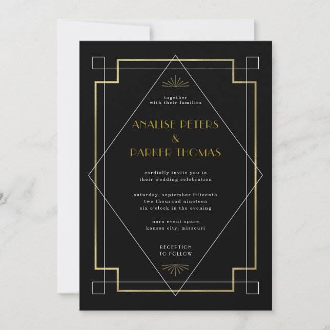 Geometric Art Deco Wedding Invitation (Front)