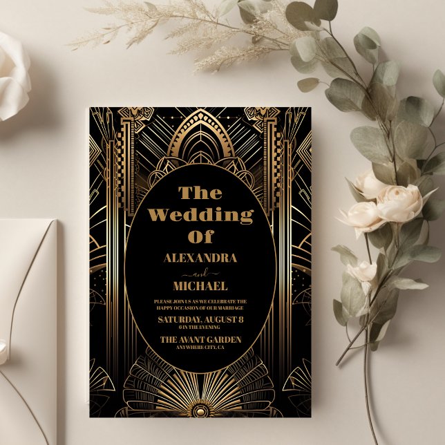 Geometric Art Deco Wedding Invitation (Creator Uploaded)