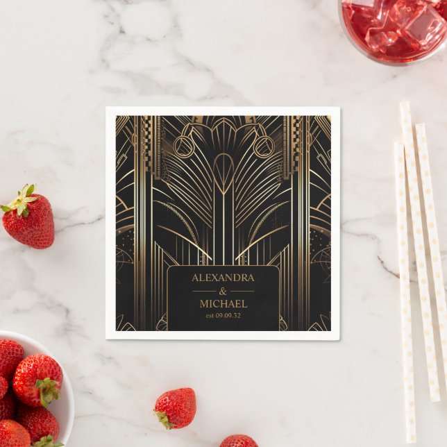 Geometric Art Deco Wedding Napkin (Insitu)