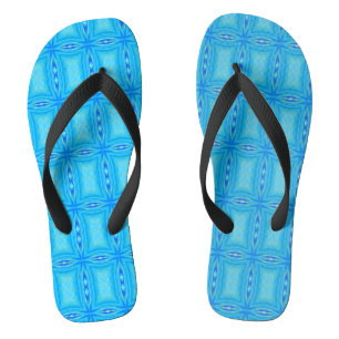 Geometric art electric blue thongs
