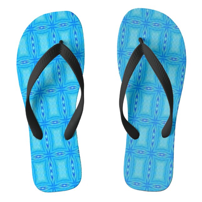 Geometric art electric blue  thongs (Footbed)